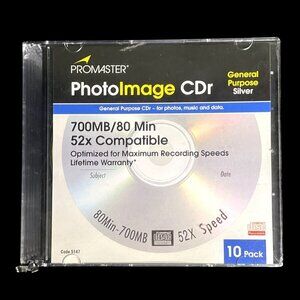 Promaster PhotoImage CDr 10-Pack 700MB/80 Min 52x Speed General Purpose Silver